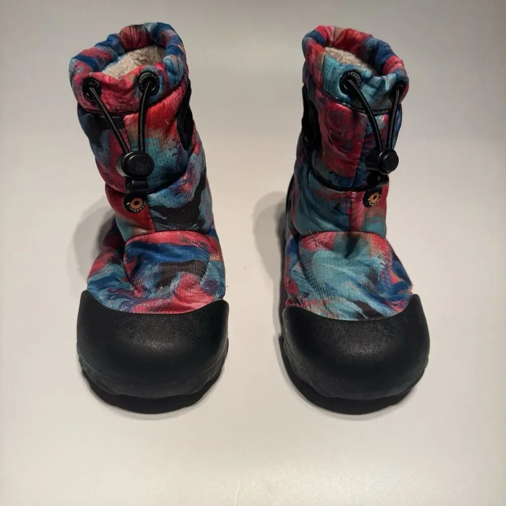 Bogs Bmoc Kids Snow Boots Girls Size 12 Pink Blue Faux Fur Lined Winter Boots